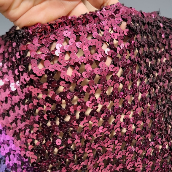 Vtg 80s glam sequin open knit sweater M/L - Picture 9 of 9